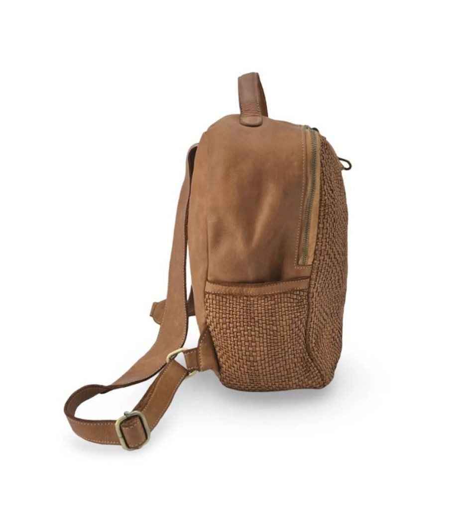 BZNA Bag Rob Petrol Braided Backpacker Designer Rucksack Ledertasche