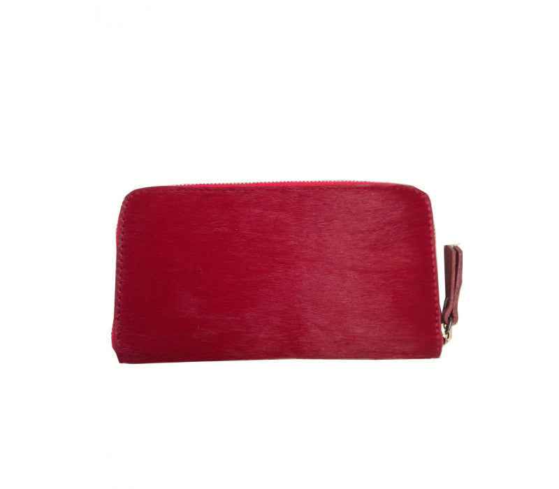BZNA Berlin Fell Baya Rosso Echtfell  Wallet Leather Leder Portemonnaie Geldbörse Clutch