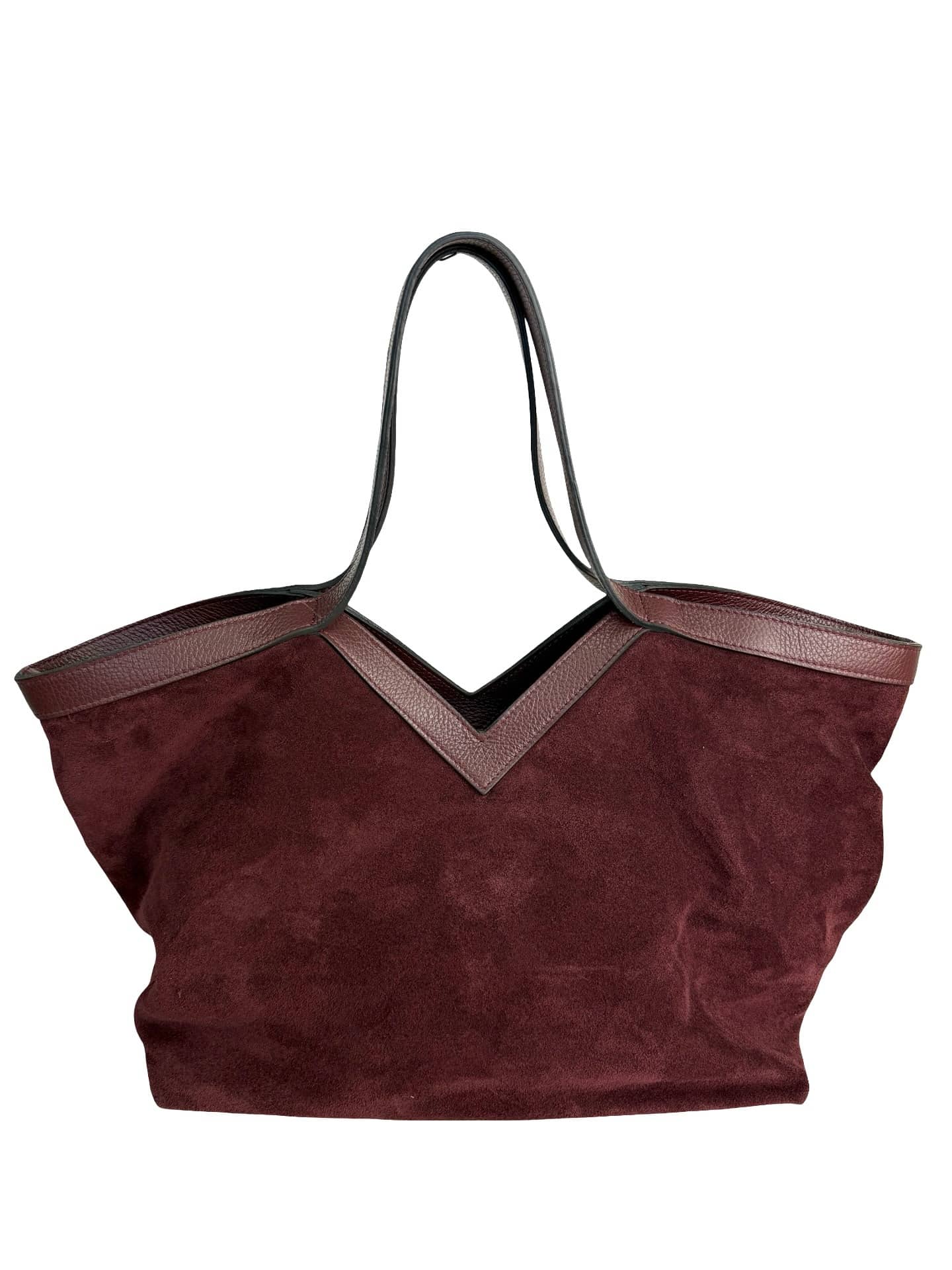 BZNA Bag Marini Bordeaux Wildleder Italy Damen Handtasche Schultertasche Tasche - B Z N A