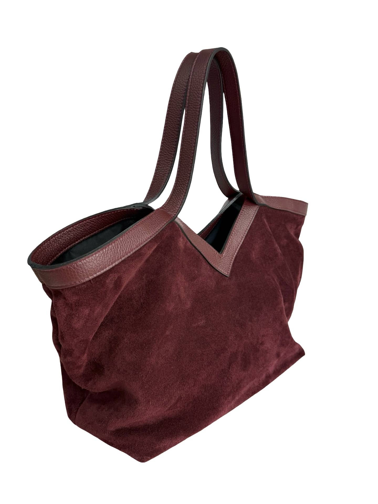 BZNA Bag Marini Bordeaux Wildleder Italy Damen Handtasche Schultertasche Tasche - B Z N A