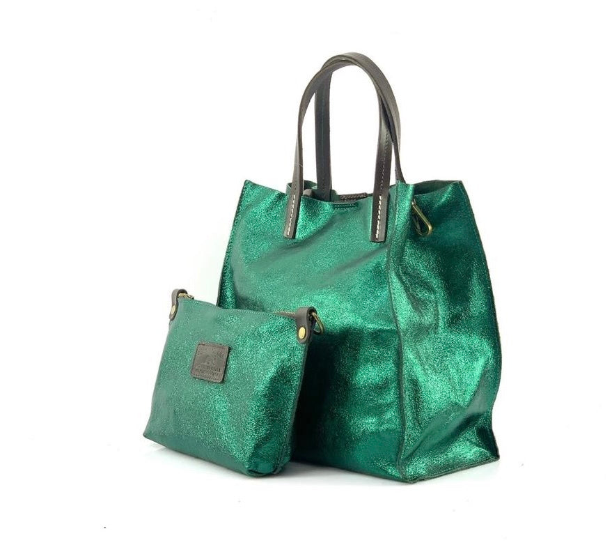BZNA Bag BO5838 Pavone  Metalicca Leder Italy Damen Handtasche Schultertasche 2 in 1 Shopper (Kopie 7) - B Z N A