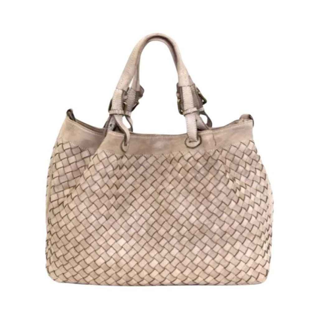 BZNA Bag Rene beige Italy Designer geflochten Damen Handtasche Ledertasche Schultertasche Tasche Schafsleder Shopper Neu - B Z N A