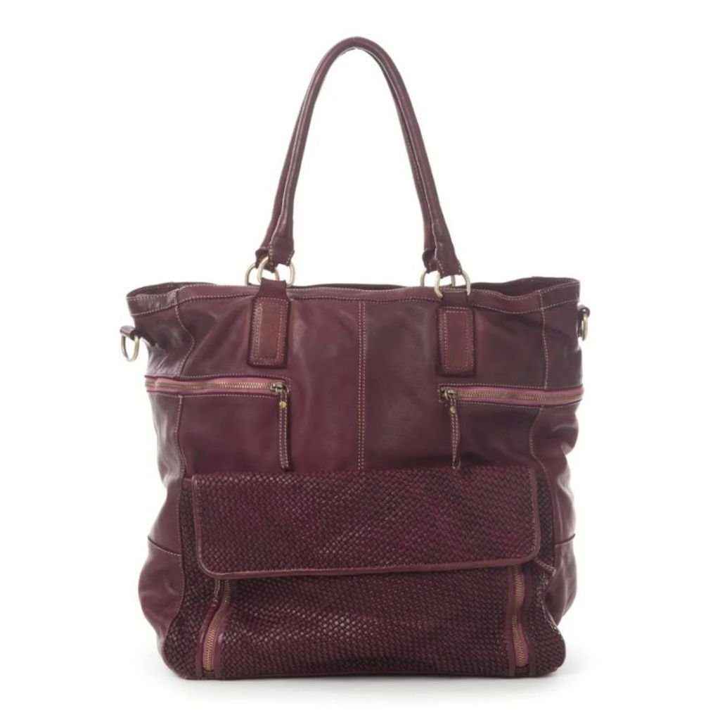 BZNA Bag Boneys Weinrot Italy Designer Damen Tasche Handtasche Schultertasche Leder Shopper Neu
