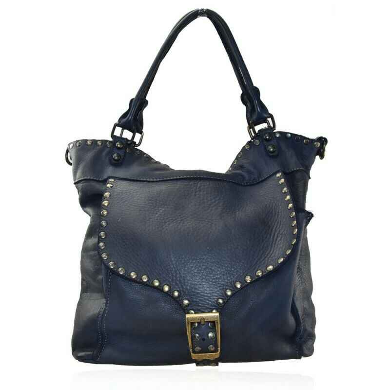 BZNA Sue Blau vintage Italy Designer Business Damen Handtasche Ledertasche