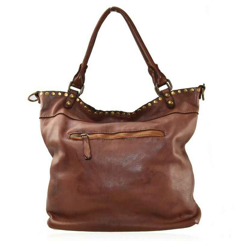 BZNA Sue Taupe vintage Italy Designer Business Damen Handtasche Ledertasche