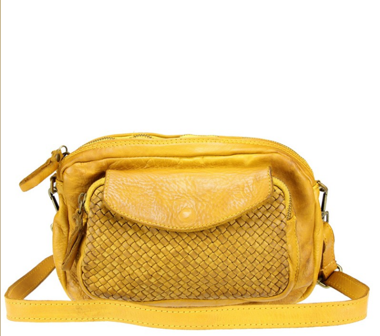 BZNA Bag Macy Gelb Italy Designer Clutch Braided Ledertasche Umhängetasche