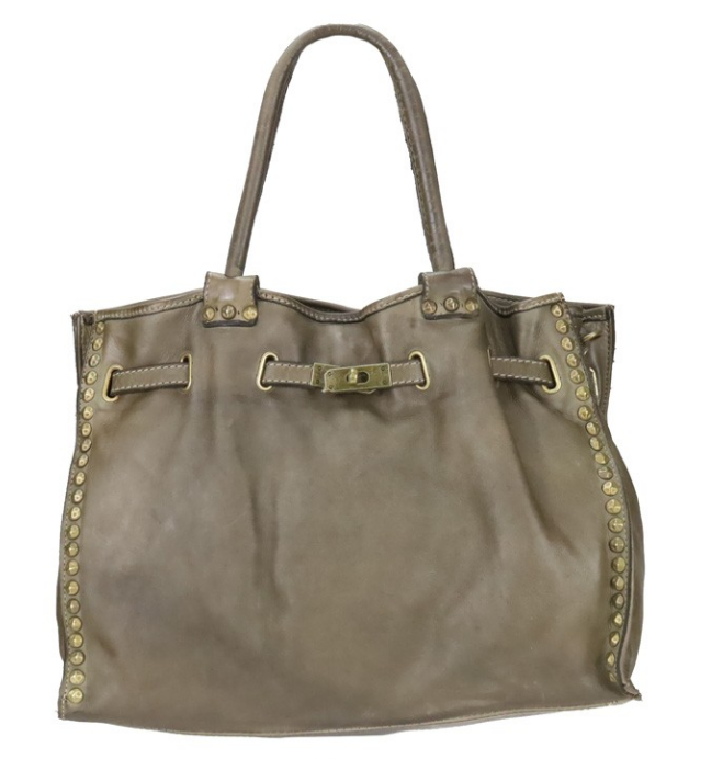 BZNA Isa Taupe vintage Italy Designer Business Damen Handtasche Ledertasche