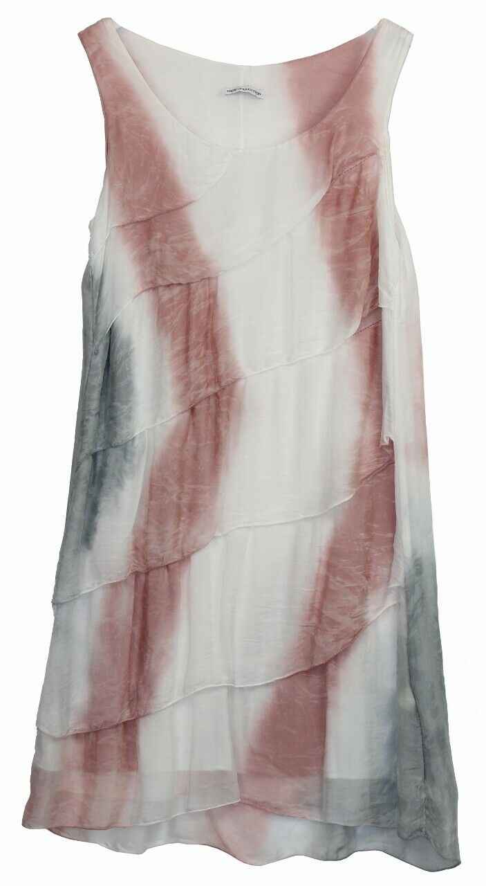 BZNA Ibiza Empire Batik Dress Rosa Sommer Lagenkleid Seidenkleid Damen Seide