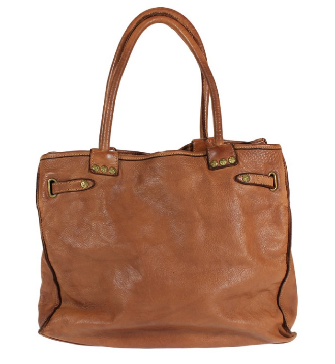 BZNA Isa Taupe vintage Italy Designer Business Damen Handtasche Ledertasche - B Z N A