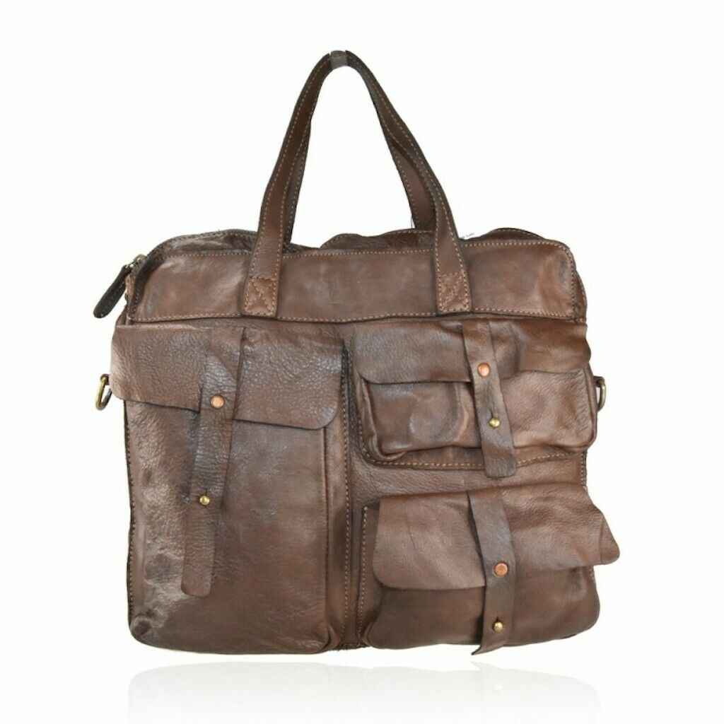 BZNA Trixie Braun Italy Designer Damen Handtasche Schultertasche Tasche Leder