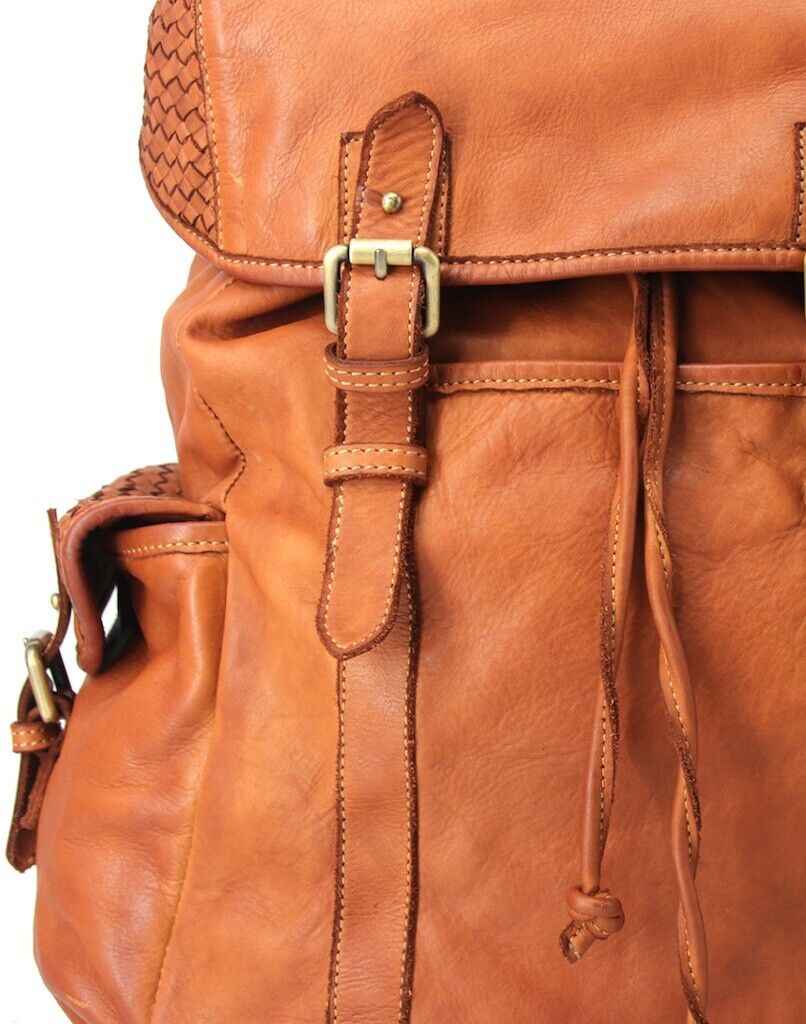 BZNA Rucksack Kairo Cognac Designer Backpacker Leder