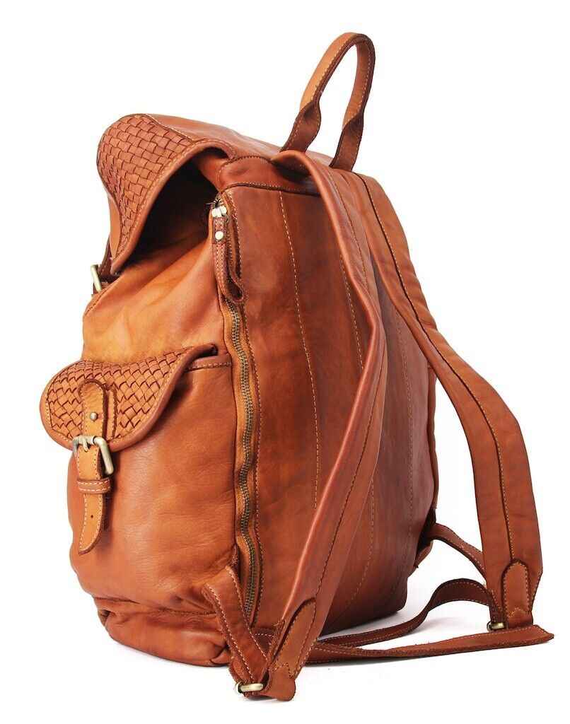 BZNA Rucksack Kairo Cognac Designer Backpacker Leder