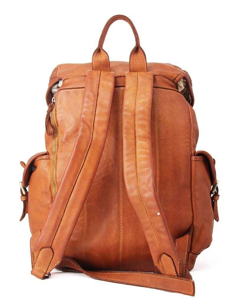 BZNA Rucksack Kairo Braun Designer Backpacker Leder