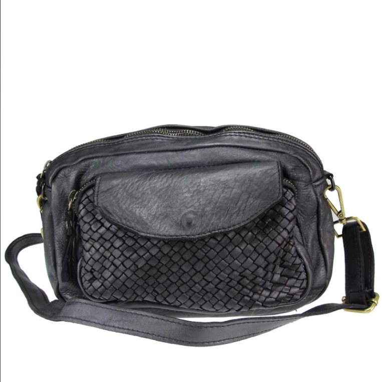 BZNA Bag Macy Schwarz Italy Designer Clutch Braided Ledertasche Umhängetasche