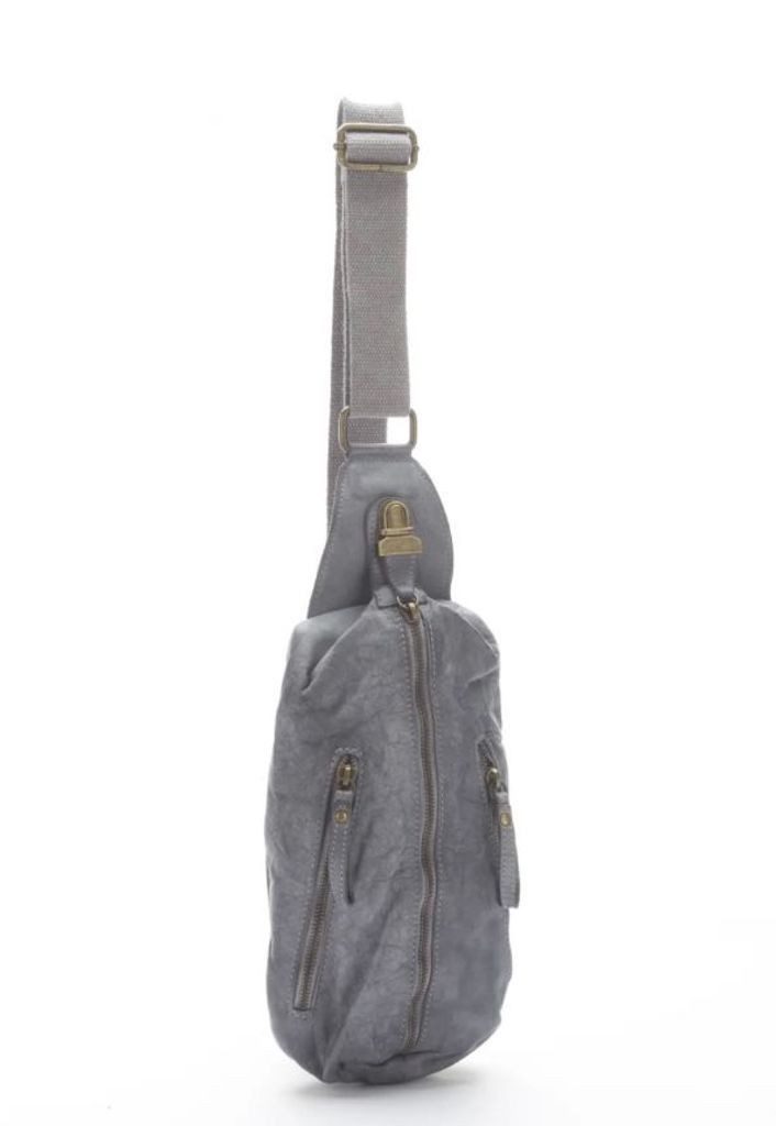BZNA Bag Martin Grau Italy Designer Gürteltasche Bauchtasche Fanny Bag Umhängetasche Schultertasche Tasche Leder Shopper Neu - B Z N A