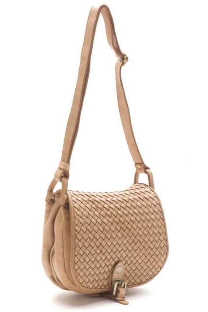BZNA Schultertasche Tanita Beige Italy Designer Handtasche Ledertasche Umhängetasche