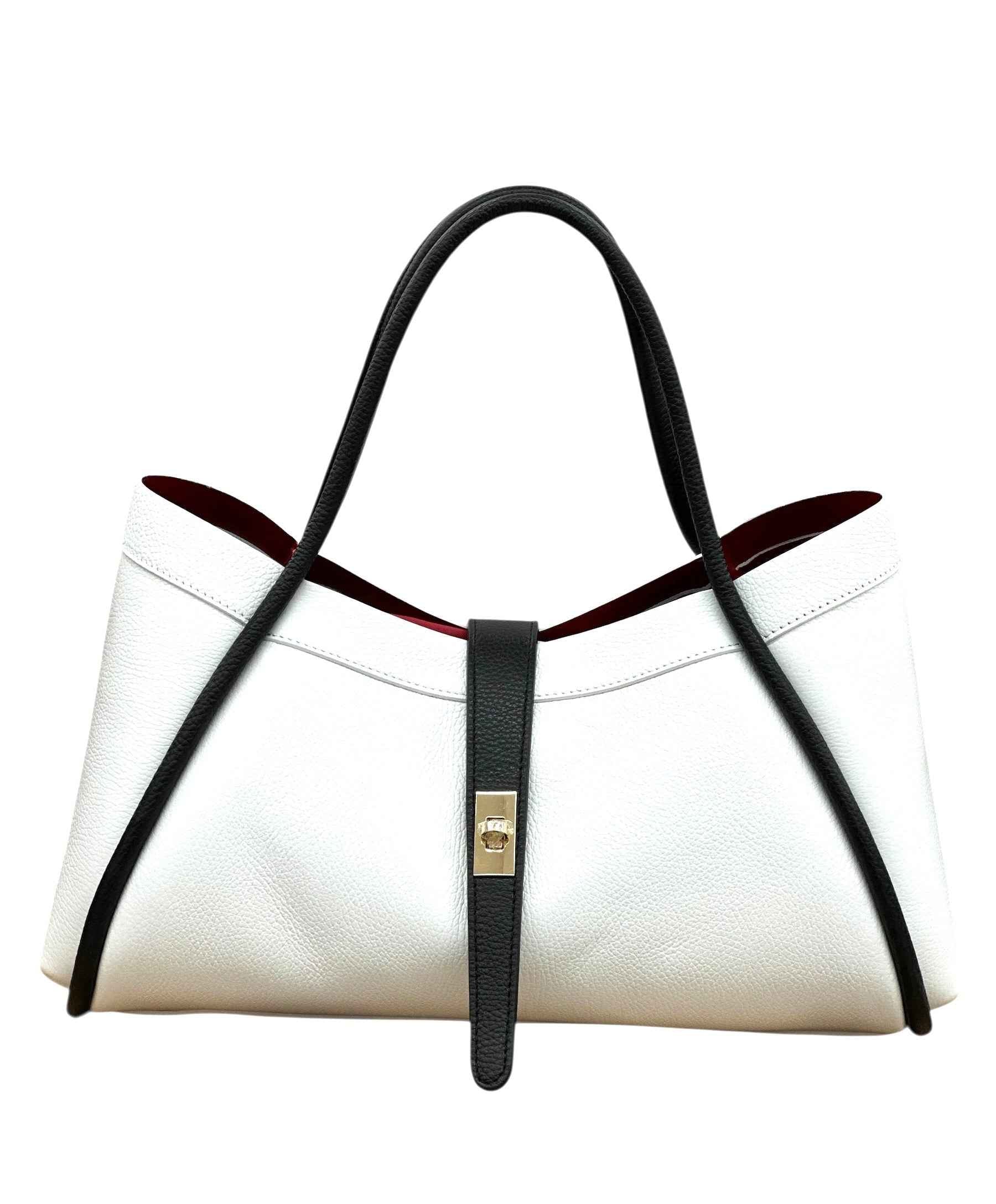 BZNA Bag Funny Weiß / Schwarz Leder Italy Damen Handtasche Schultertasche Tasche (Kopie)