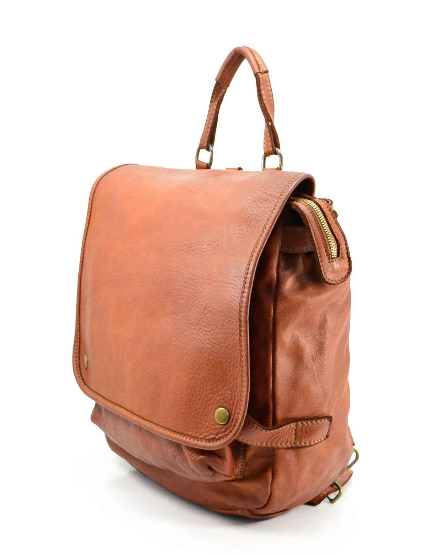 BZNA Bag Anna Cognac Backpacker Designer Rucksack Ledertasche Damenhandtasche