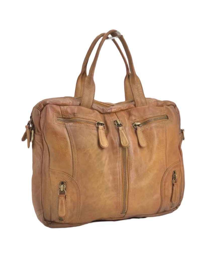 BZNA Bag Simsa Cognac Business Aktentasche Designer Ledertasche Schultertasche Unisex