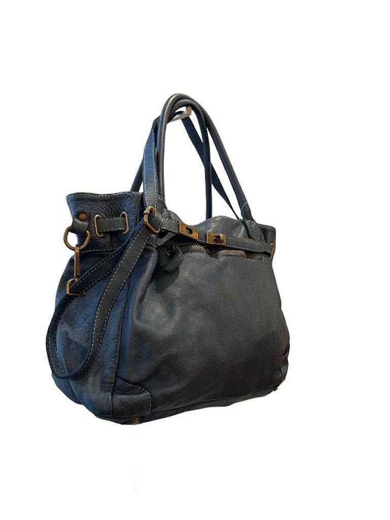 BZNA Bag Mila Mittelblau vintage Italy Designer Business Damen Handtasche Ledertasche Schultertasche Tasche Leder Shopper Neu