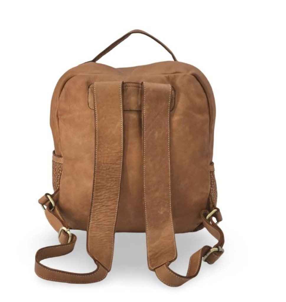 BZNA Bag Rob Cognac Braided Backpacker Designer Rucksack Ledertasche