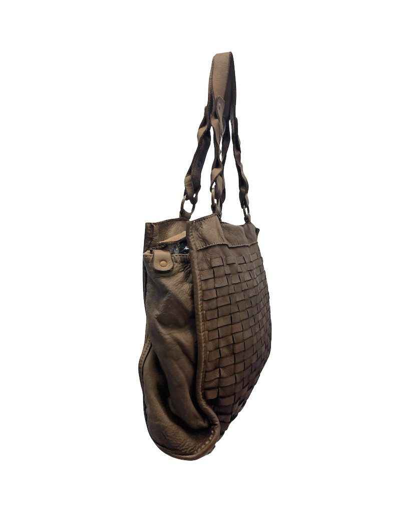 BZNA Bag Paris Taupe Italy Designer Beutel Umhängetasche Damen Handtasche Leder