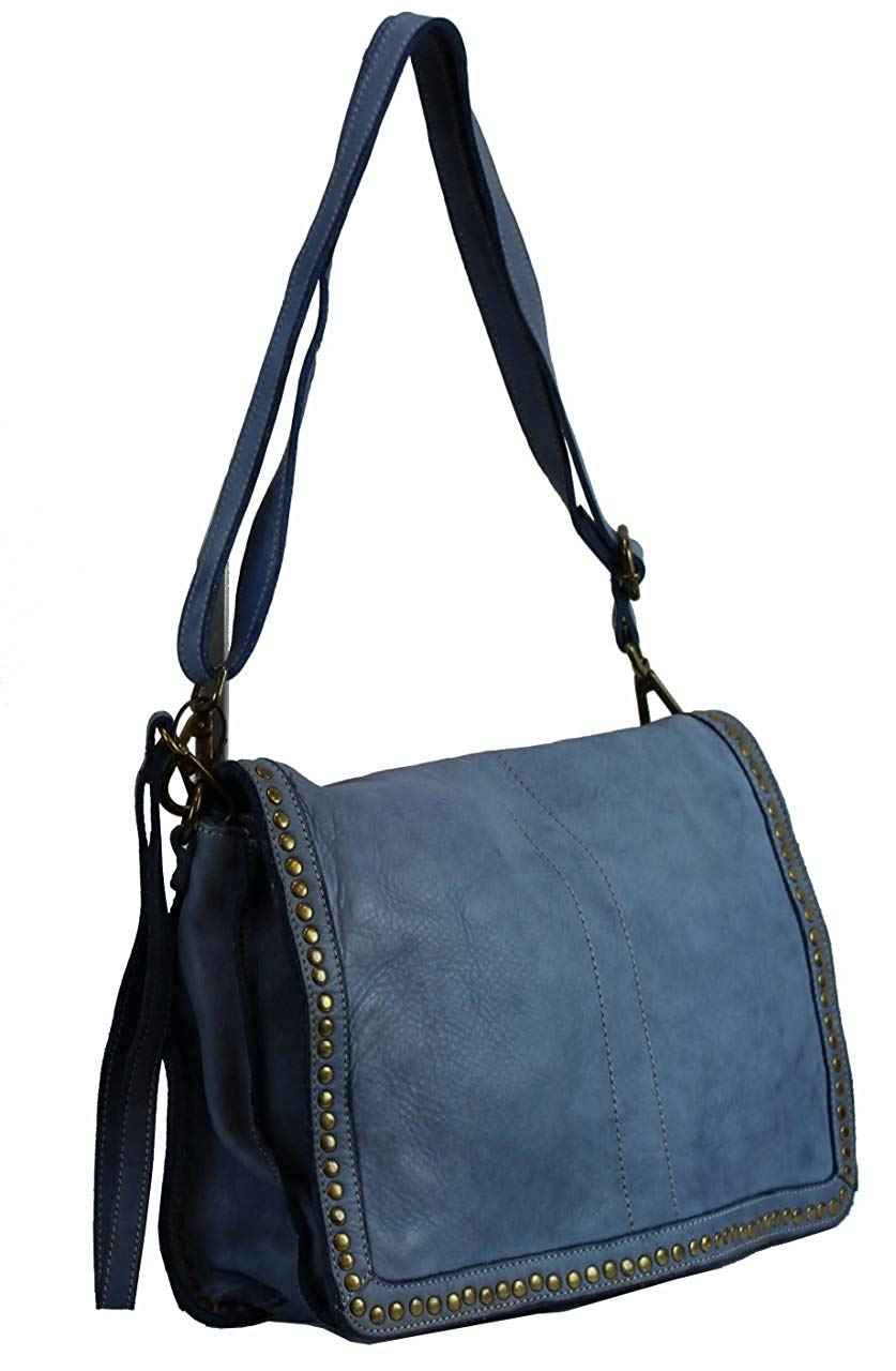 BZNA Bag Gil Denim Blau Italy Designer Clutch Umhängetasche Damen Handtasche Schultertasche Tasche Leder Shopper Neu