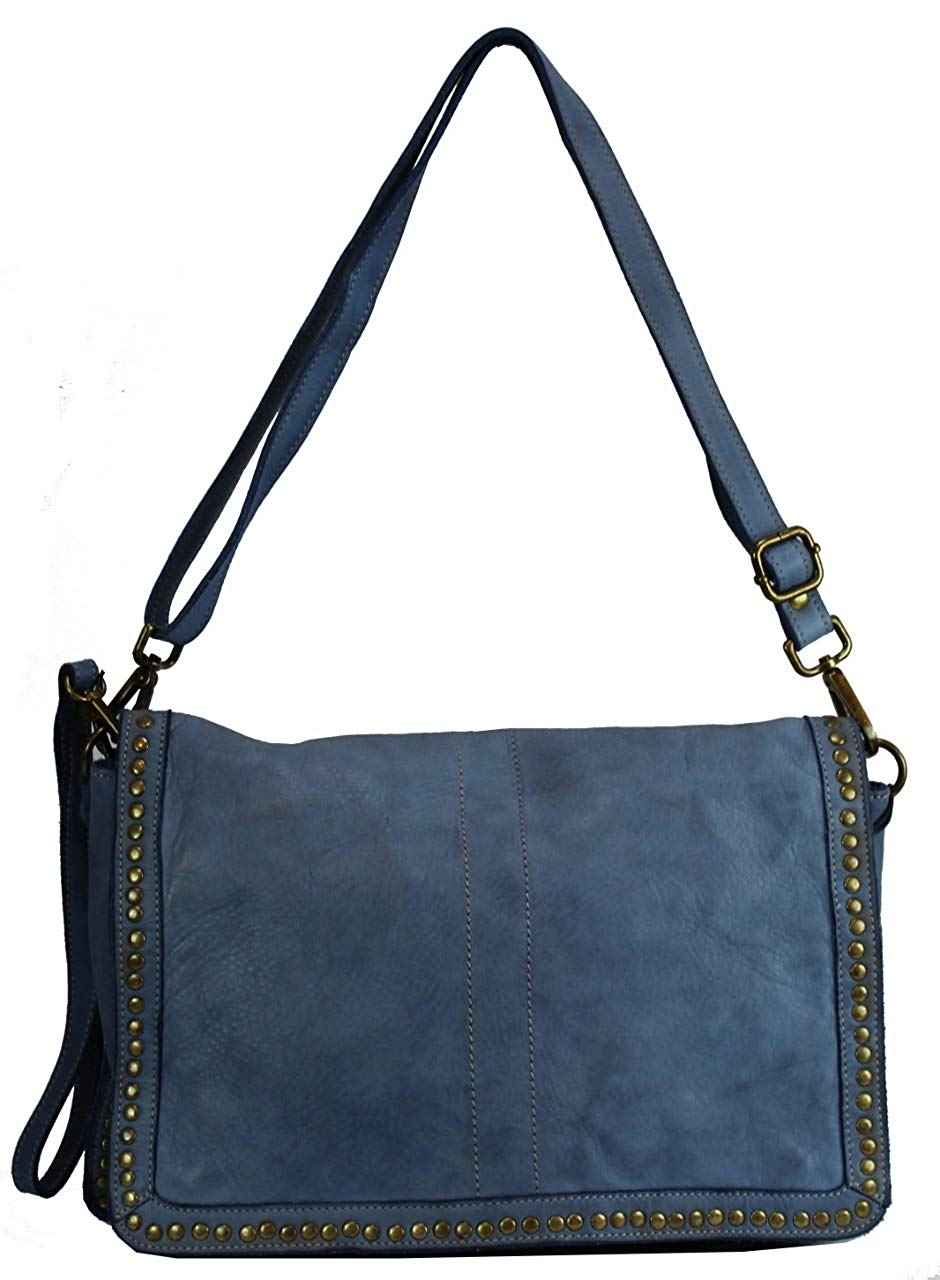 BZNA Bag Gil Denim Blau Italy Designer Clutch Umhängetasche Damen Handtasche Schultertasche Tasche Leder Shopper Neu