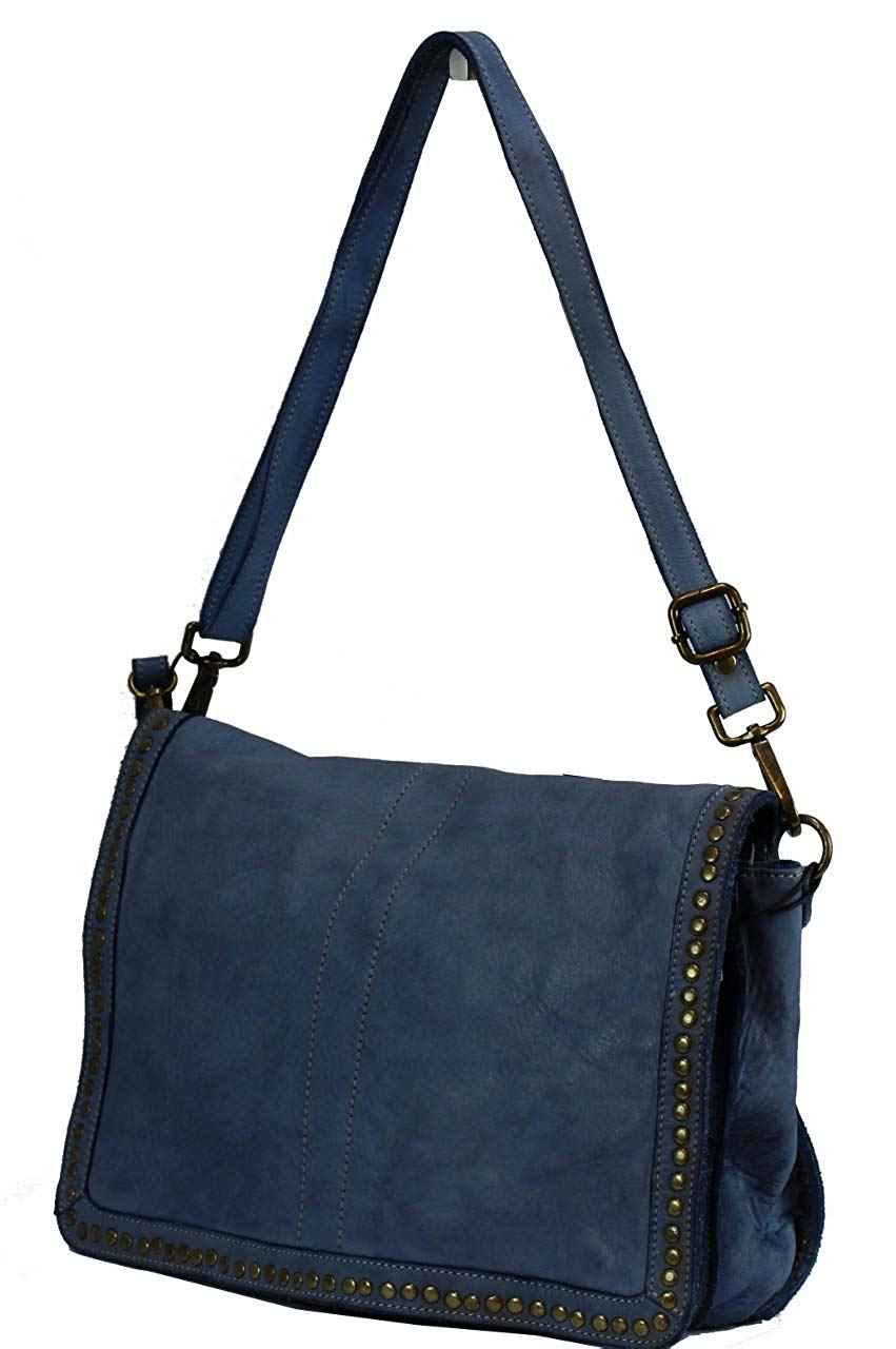 BZNA Bag Gil Denim Blau Italy Designer Clutch Umhängetasche Damen Handtasche Schultertasche Tasche Leder Shopper Neu