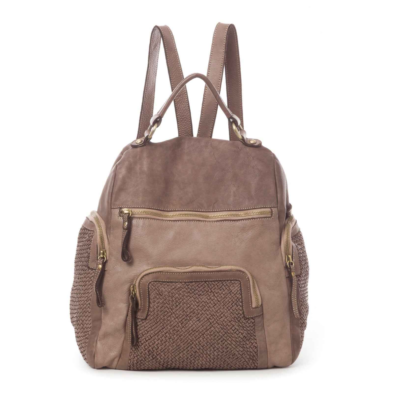 BZNA Bag Svetta Taupe Backpacker Designer Rucksack Damenhandtasche Schultertasche Leder Nappa