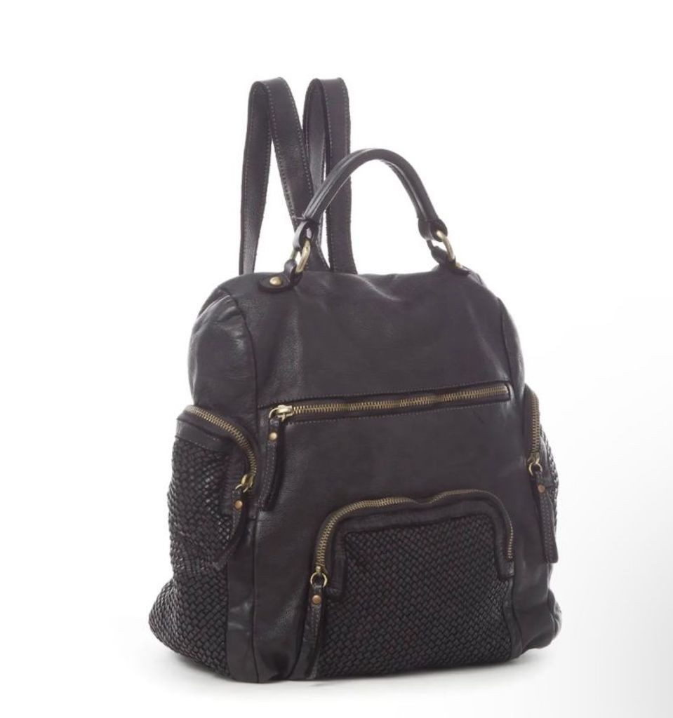 BZNA Bag Svetta Schwarz Backpacker Designer Rucksack Damenhandtasche Schultertasche Leder Nappa - B Z N A
