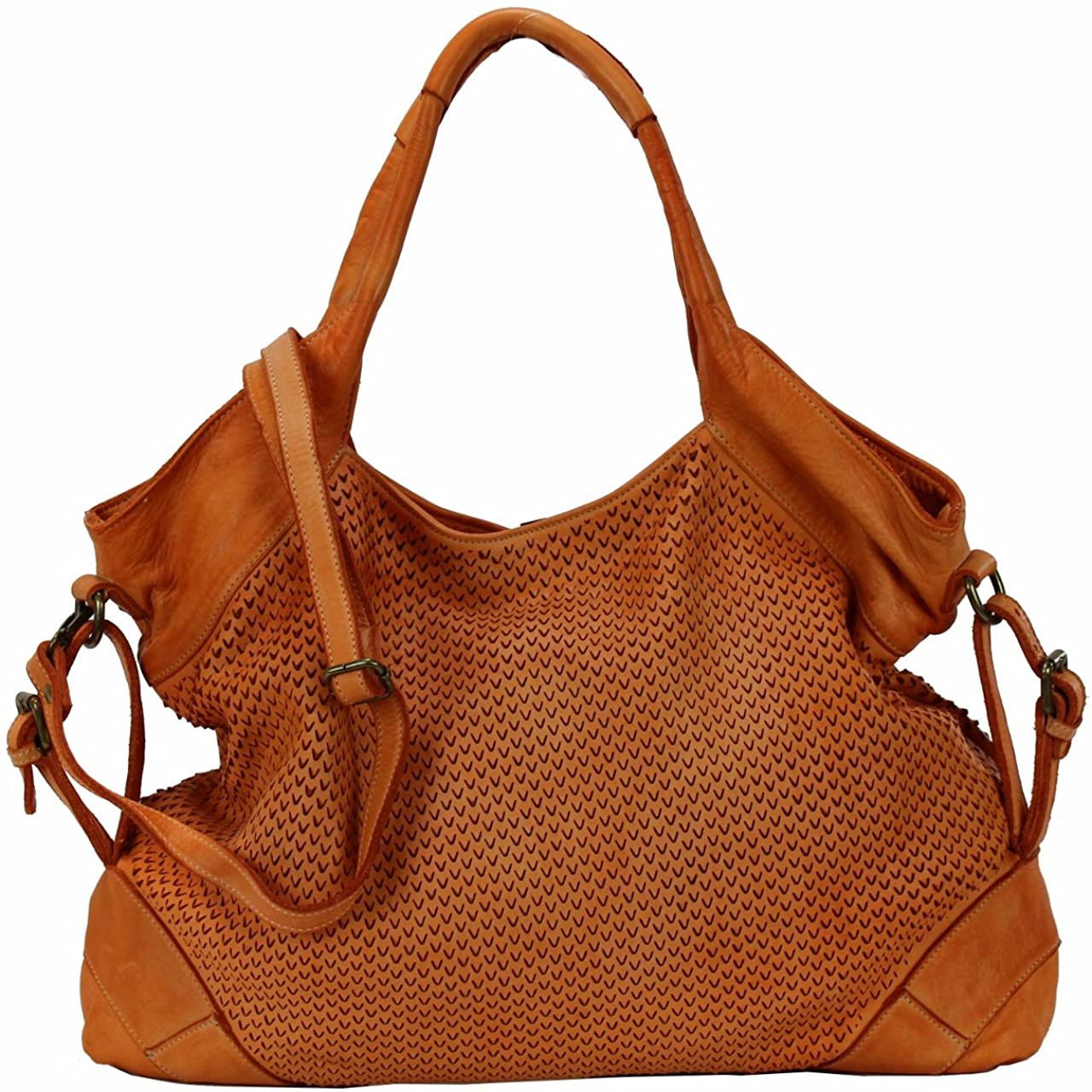 BZNA Bag Tia helles ausgewaschenes Orange Italy Designer Damen Handtasche Schultertasche Tasche Leder Shopper Neu - B Z N A