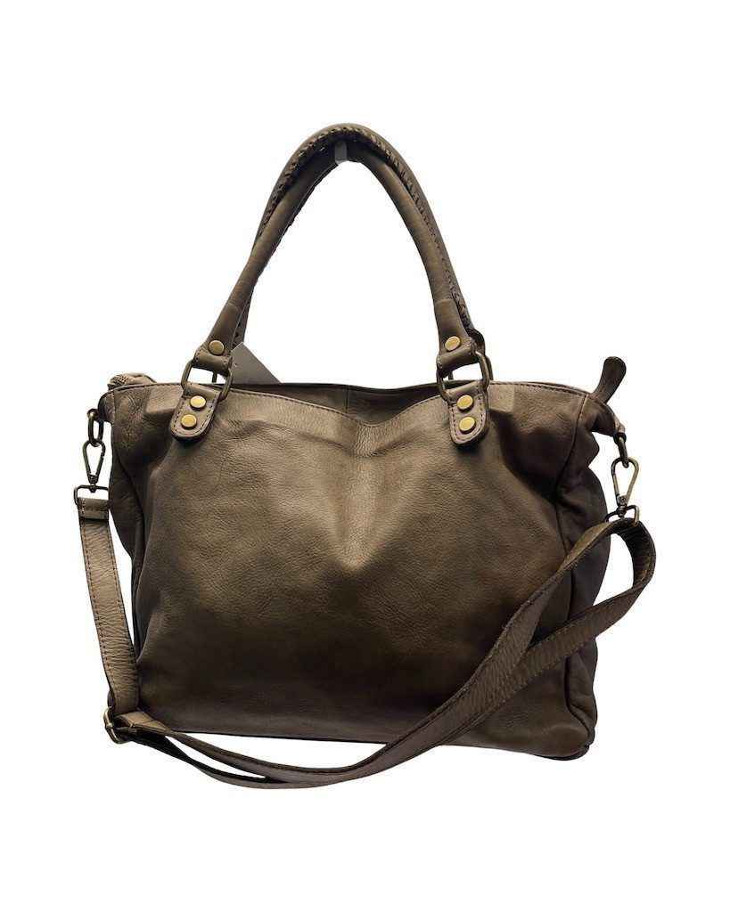 BZNA Bag Caro Taupe Italy Designer Damen Handtasche Schultertasche Tasche Leder