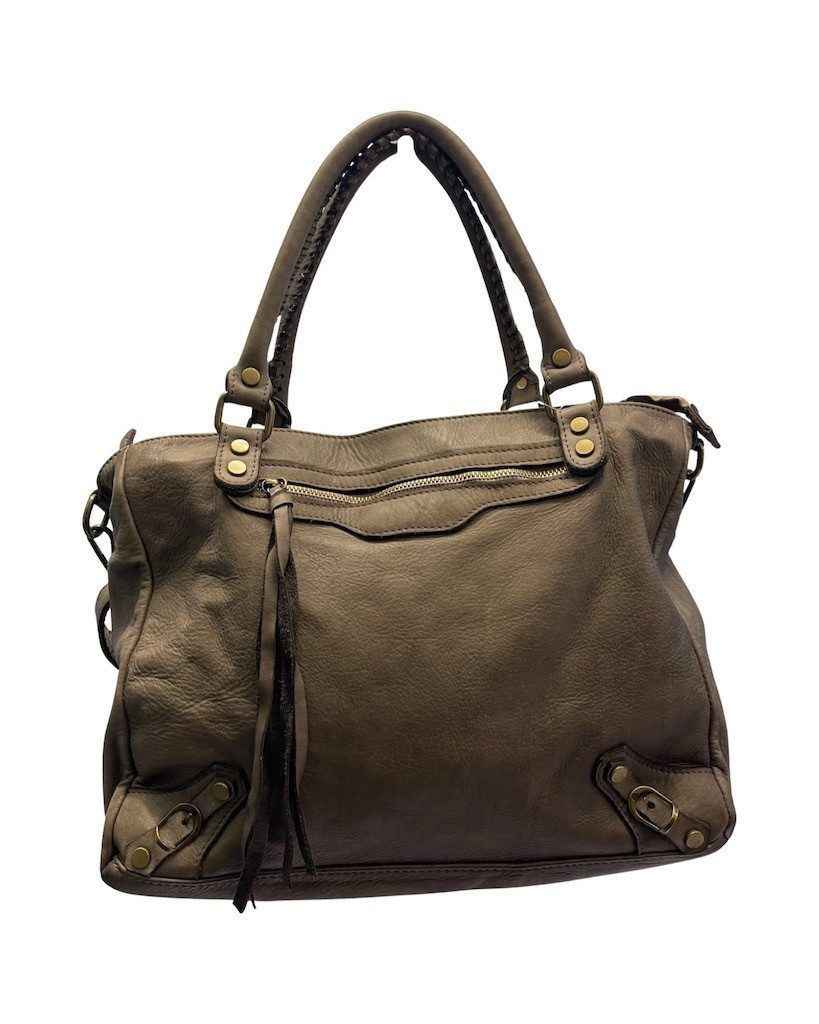 BZNA Bag Caro Taupe Italy Designer Damen Handtasche Schultertasche Tasche Leder