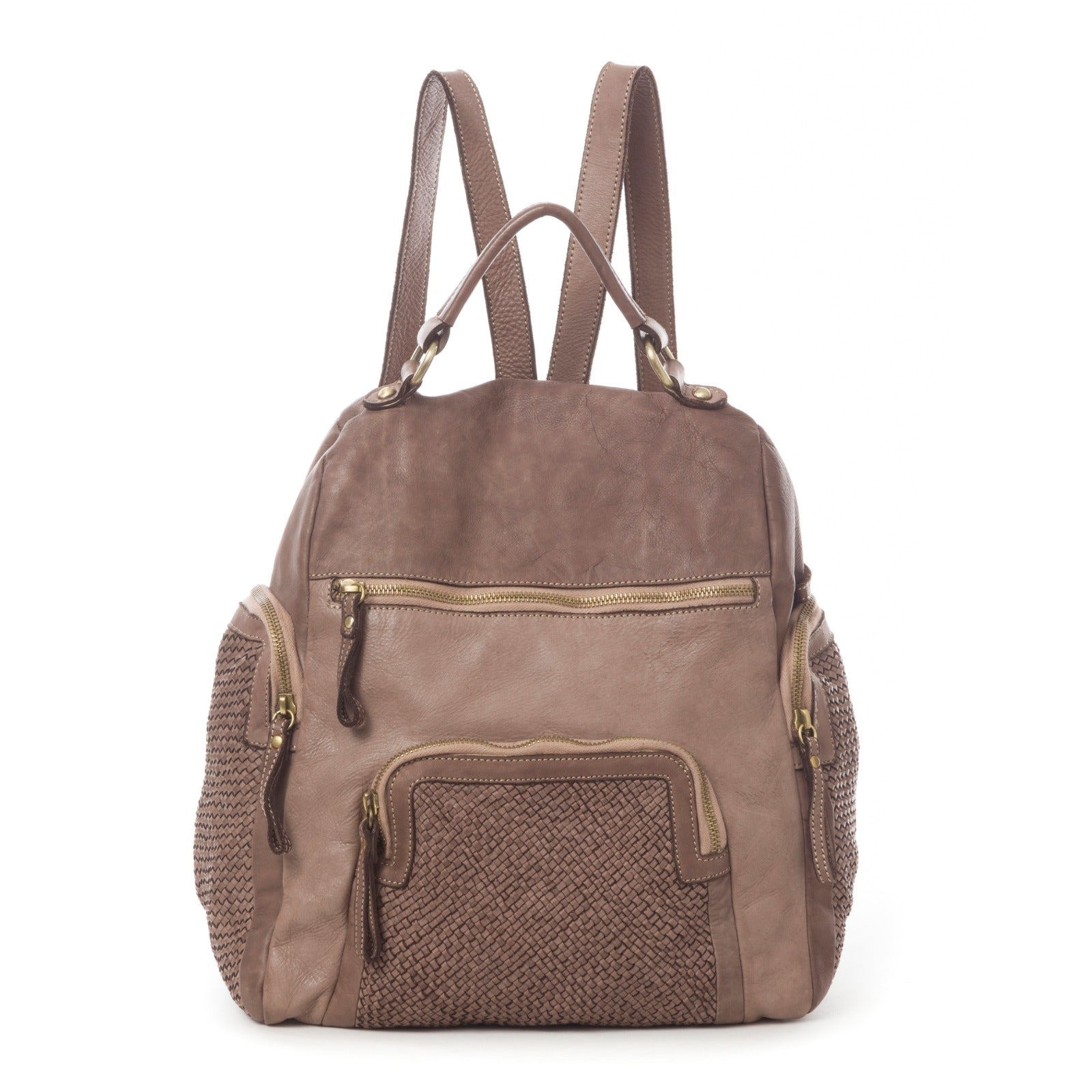 BZNA Bag Svetta Taupe Backpacker Designer Rucksack Damenhandtasche Schultertasche Leder Nappa - B Z N A