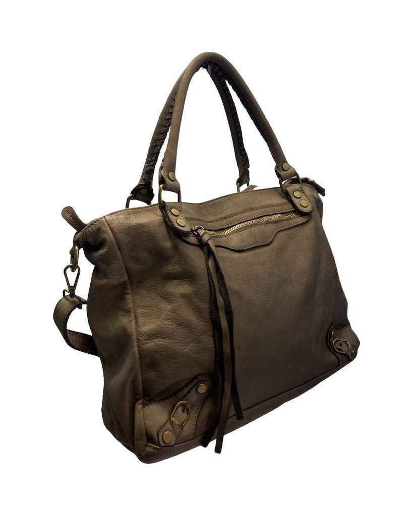 BZNA Bag Caro Taupe Italy Designer Damen Handtasche Schultertasche Tasche Leder