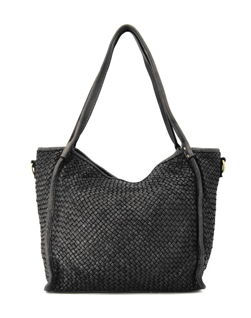 BZNA Bag Buca Schwarz Italy Designer Leder Schulter Ledertasche Shopper Ledertasche - B Z N A