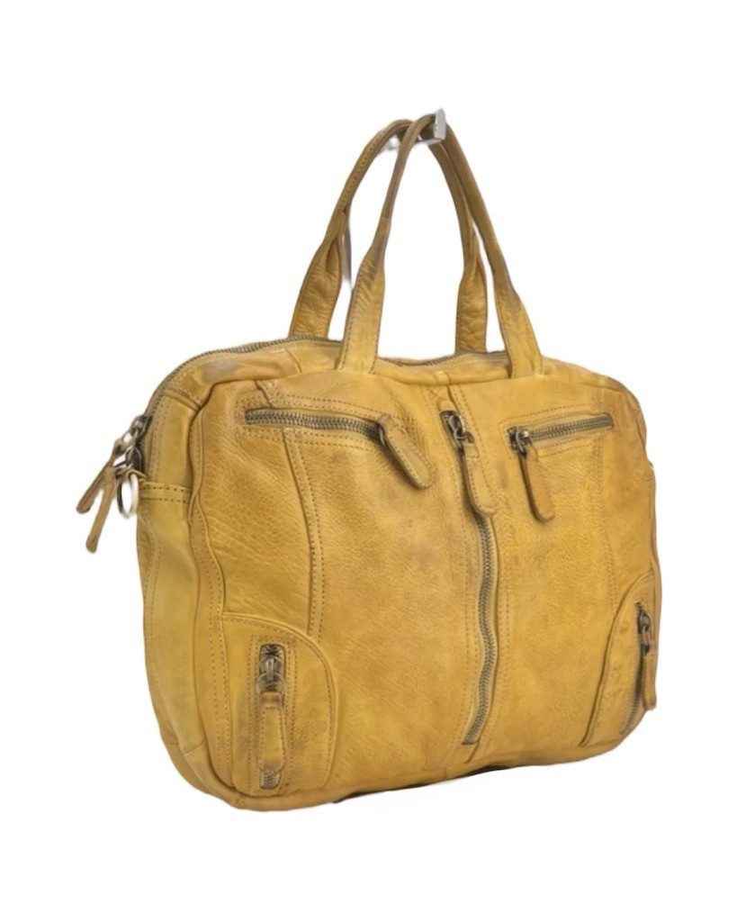 BZNA Bag Simsa Senape Gelb Business Aktentasche Designer Ledertasche Schultertasche Unisex