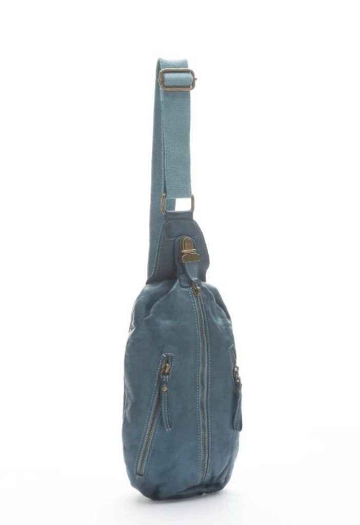 BZNA Bag Martin Petrol Italy Designer Gürteltasche Bauchtasche Fanny Bag Umhängetasche Schultertasche Tasche Leder Shopper Neu