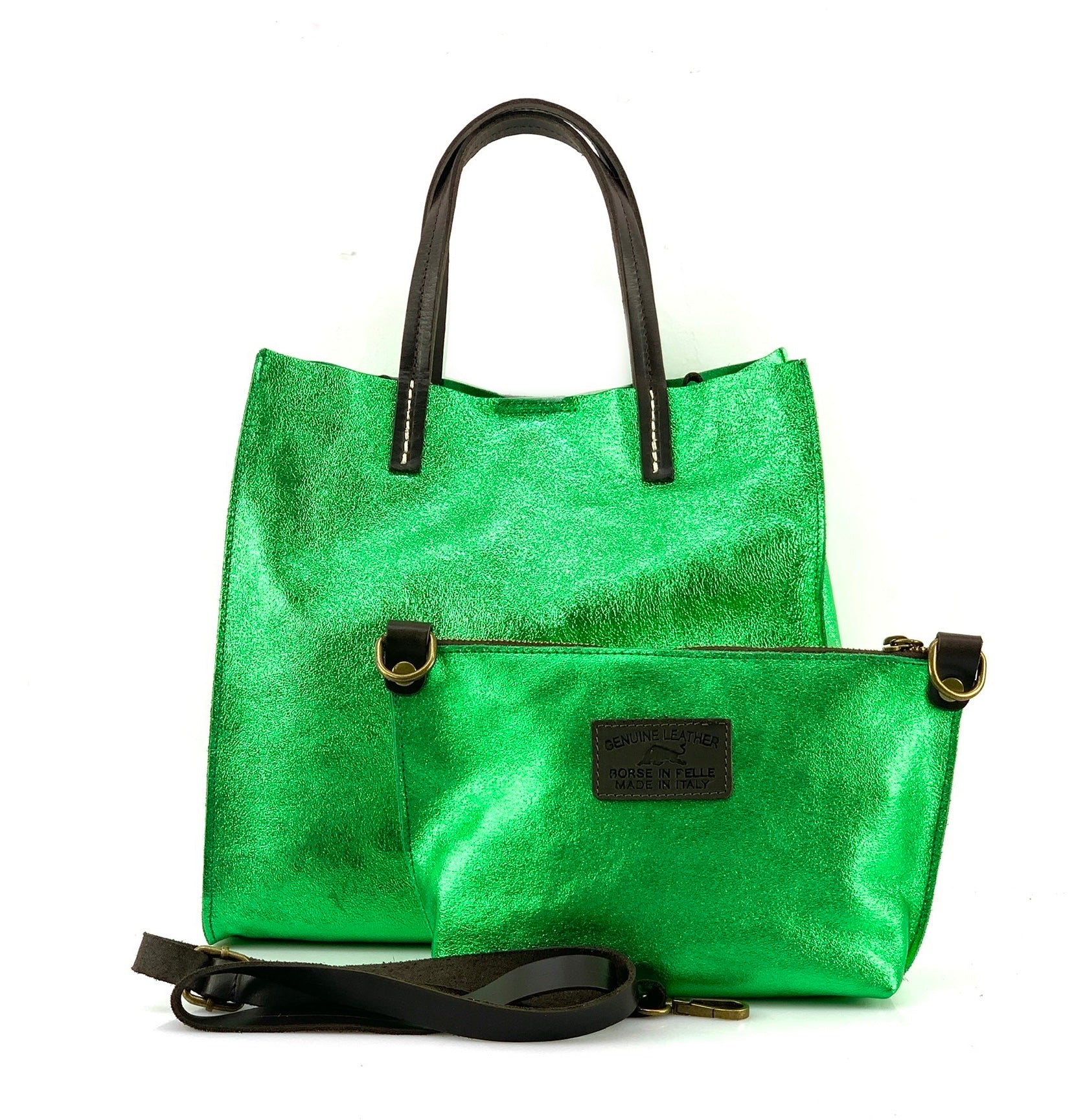 BZNA Bag BO5838 Brilliant  Metalicca Leder Italy Damen Handtasche Schultertasche 2 in 1 Shopper (Kopie 4) - B Z N A