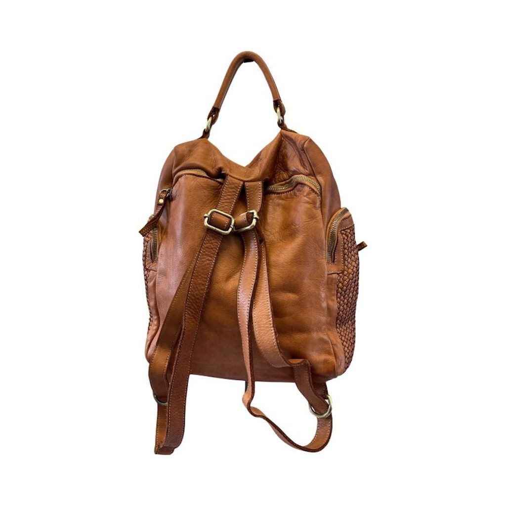 BZNA Bag Svetta Cognac Backpacker Designer Rucksack Damenhandtasche Schultertasche Leder Nappa