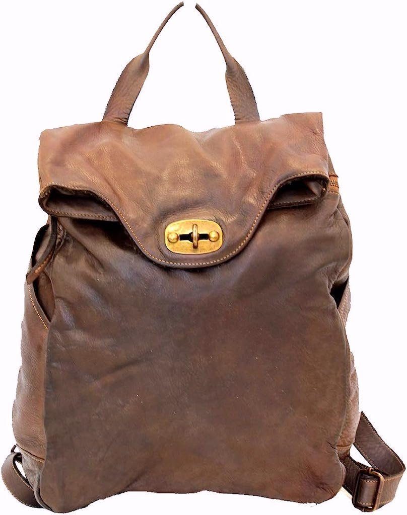 BZNA Bag Rinalto Braun moro Italy Rucksack Backpacker Designer Tasche Handtasche Schultertasche Leder Damen Neu - B Z N A