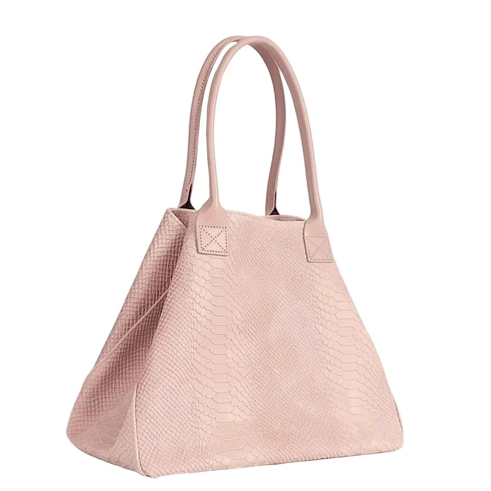 BZNA Bag Ladasha Rosa Snake Prägung Leder Italy Damen Shopper Handtasche Schultertasche Tasche