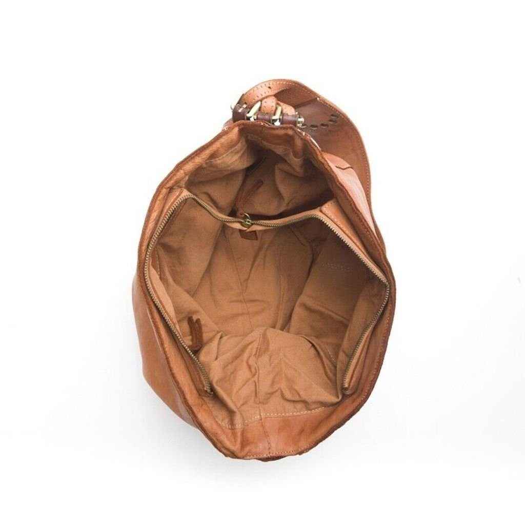 BZNA Schultertasche Branka Cognac Italy Designer Ledertasche Umhängetasche