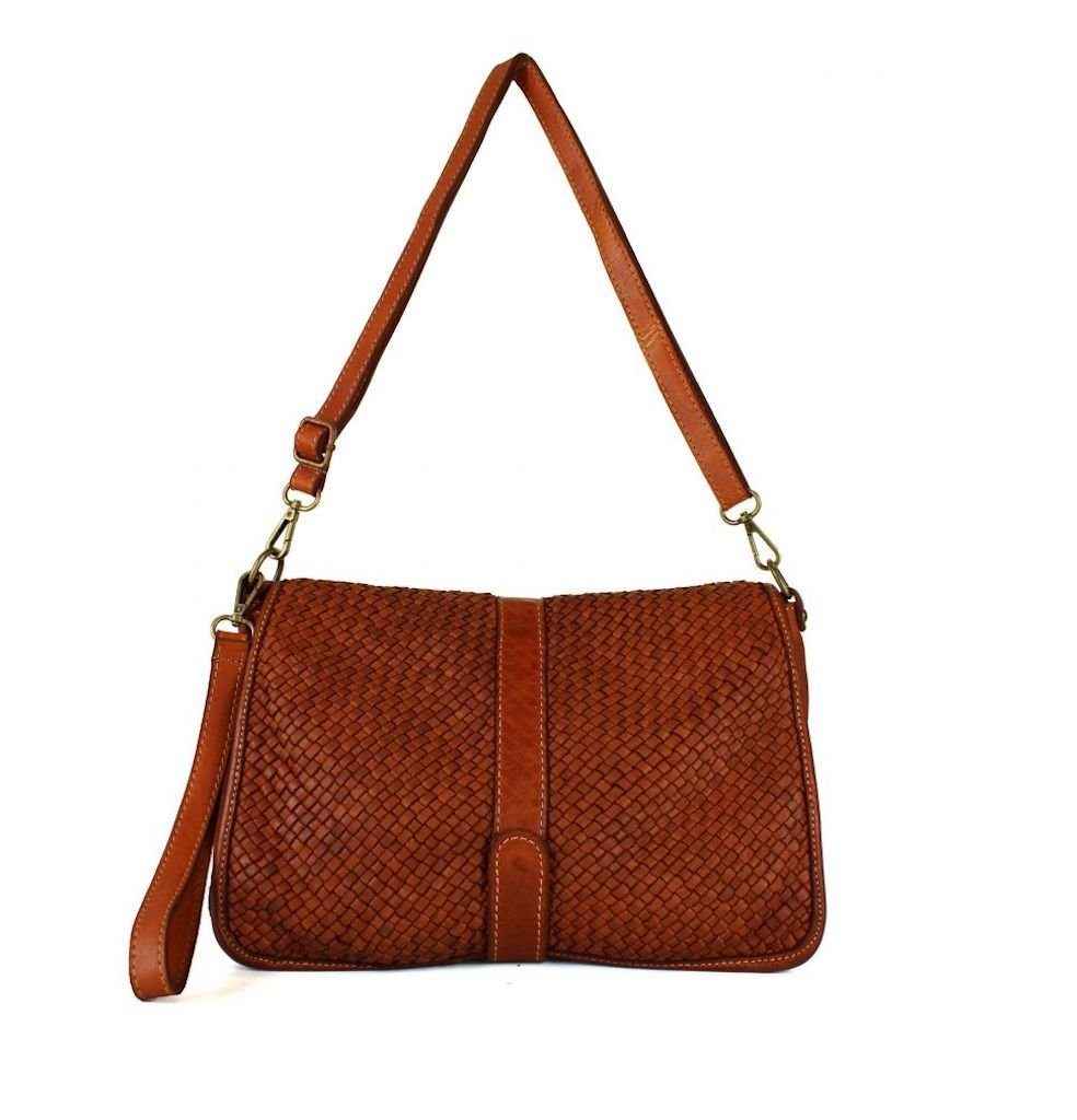 BZNA Bag Lola Cognac Italy Designer Clutch Umhängetasche Damen Handtasche Schultertasche Tasche Leder Shopper Neu