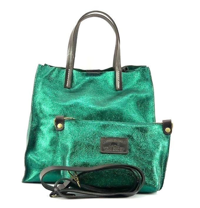 BZNA Bag BO5838 Pavone  Metalicca Leder Italy Damen Handtasche Schultertasche 2 in 1 Shopper (Kopie 7) - B Z N A