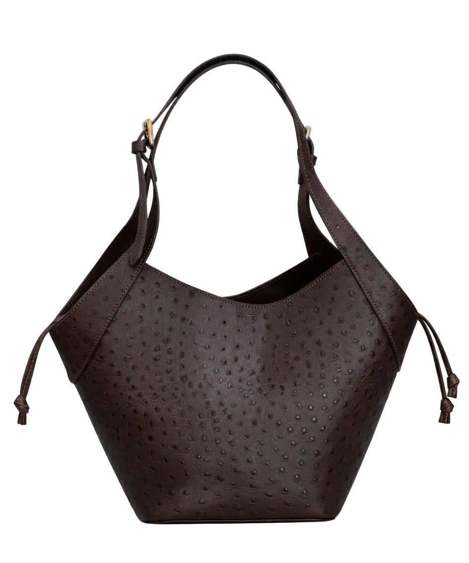 BZNA Bag B0798 Moro Leder Strauß Prägung Italy Damen Shopper Schultertasche Tasche - B Z N A