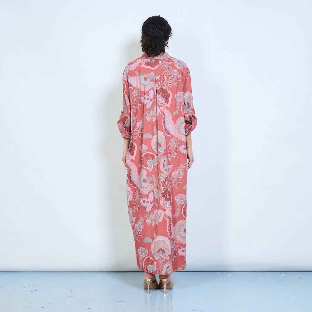 BZNA Blusenkleid Langes Hemdkleid mit Paisley Blumendruck und Knöpfen Onesize 34-42
