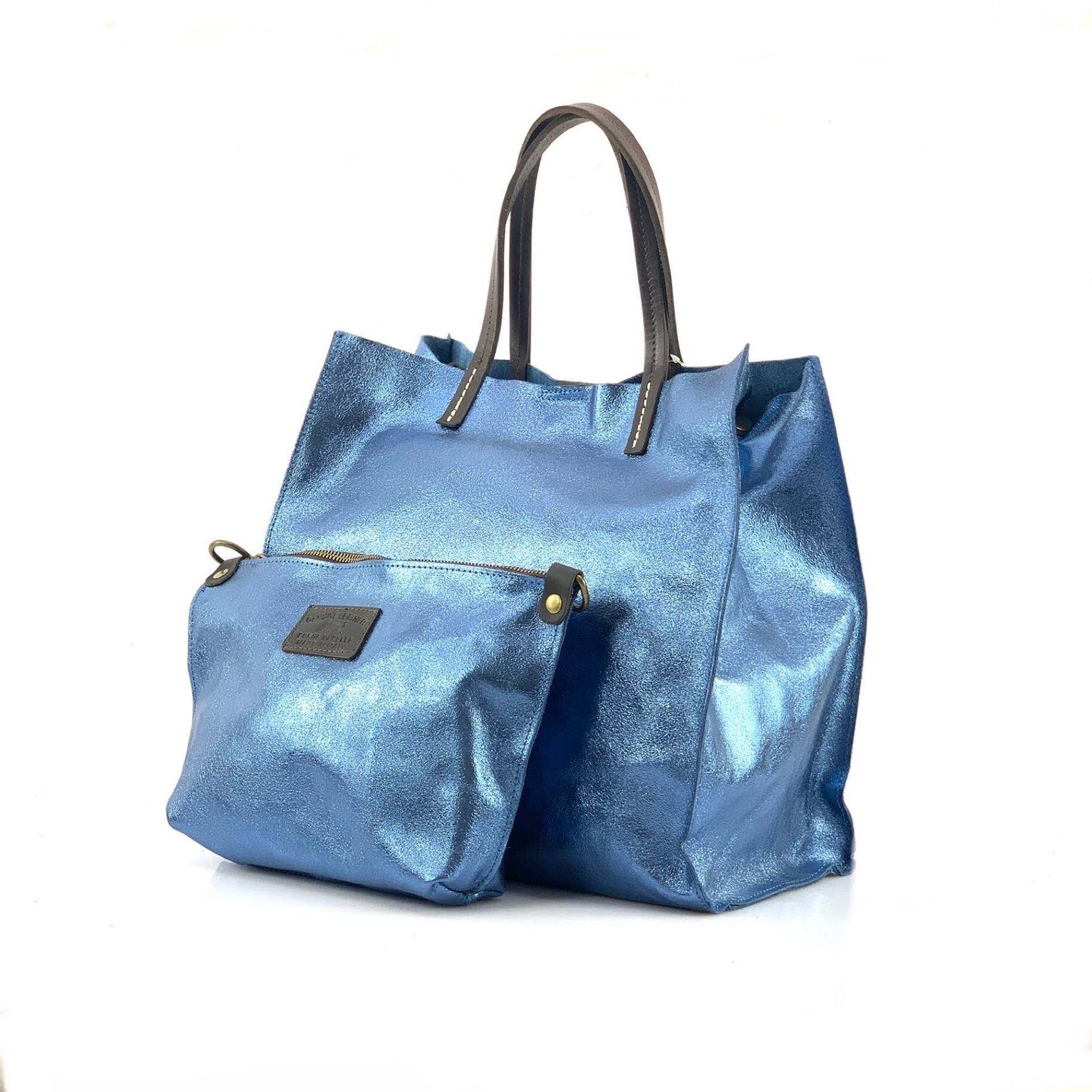 BZNA Bag BO5838 Jeans Metalicca Leder Italy Damen Handtasche Schultertasche 2 in 1 Shopper (Kopie) - B Z N A