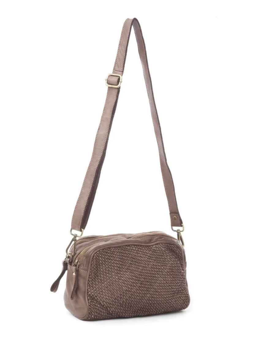BZNA Bag Lucy Taupe Italy Designer Clutch Braided Ledertasche Umhängetasche Damen Handtasche Schultertasche Tasche Leder Shopper Neu